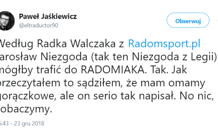 ABSURDALNA plotka transferowa na temat Jarosława Niezgody XD